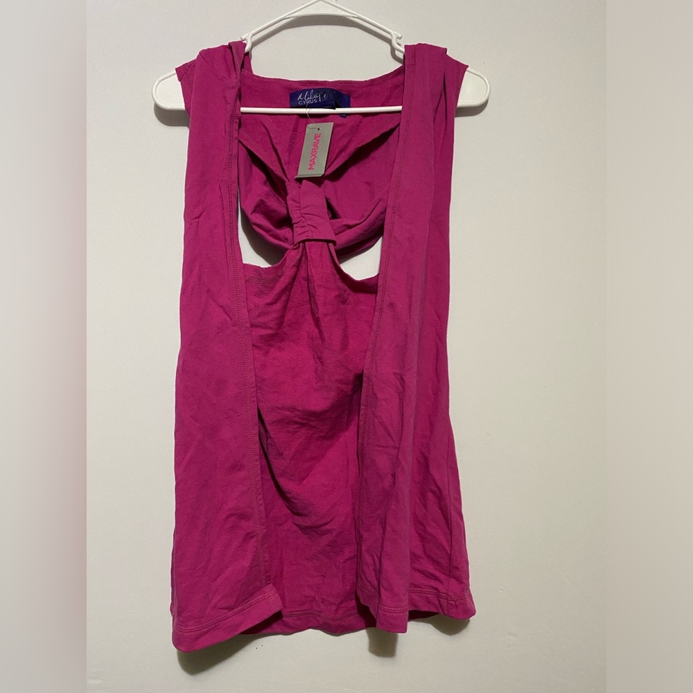 NWT Miley Cyrus Max Azria French Terry Vest Sleeveless Sweatshirt Pink XS